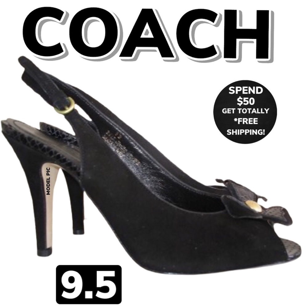 COACH Emily Suede Slingback Heels (9.5)